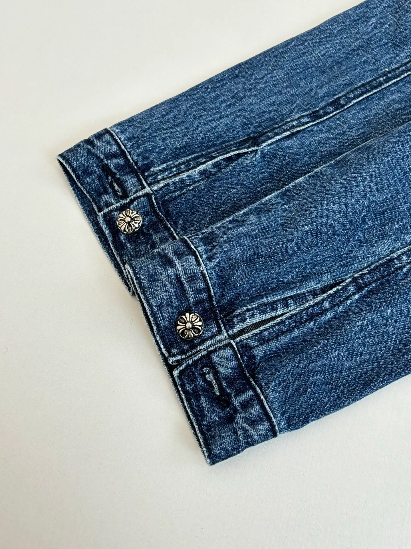 P540 Chrome Heart*/Chrome Heart Ch plain washed denim denim jacket jacket Size: S/M/L/XL